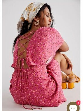 Free People Florence Lace Up Back Floral Mini Dress